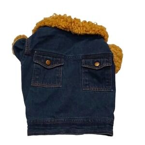 Companion Road Brand Dog Denim Jacket Short Sleeve teddy fur trim Large L